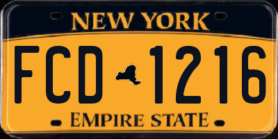 NY license plate FCD1216