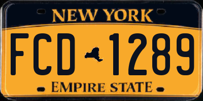 NY license plate FCD1289