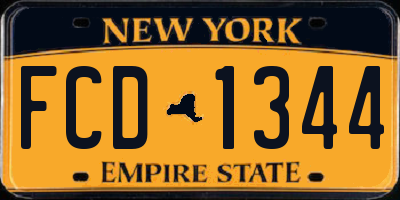 NY license plate FCD1344
