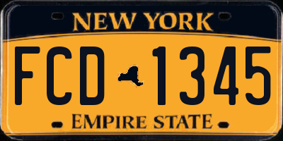 NY license plate FCD1345