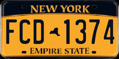 NY license plate FCD1374