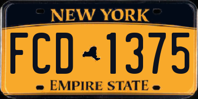 NY license plate FCD1375