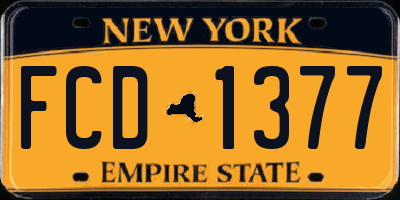 NY license plate FCD1377