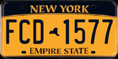 NY license plate FCD1577