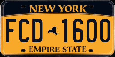 NY license plate FCD1600