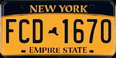 NY license plate FCD1670