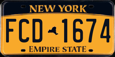 NY license plate FCD1674