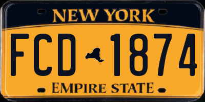 NY license plate FCD1874