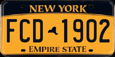 NY license plate FCD1902