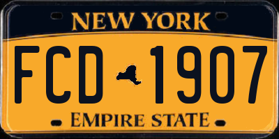 NY license plate FCD1907