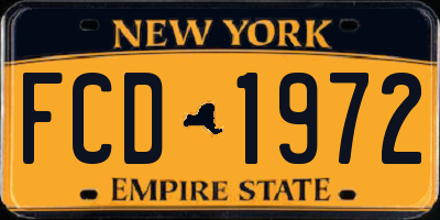 NY license plate FCD1972