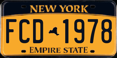 NY license plate FCD1978