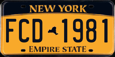 NY license plate FCD1981