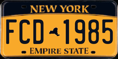 NY license plate FCD1985