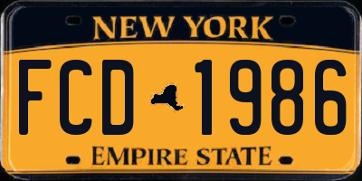 NY license plate FCD1986