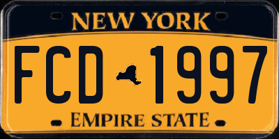 NY license plate FCD1997