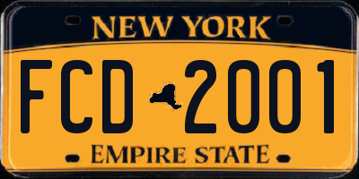 NY license plate FCD2001