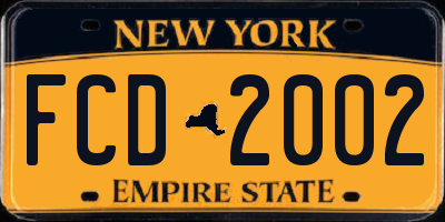 NY license plate FCD2002