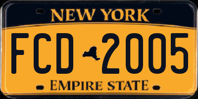 NY license plate FCD2005