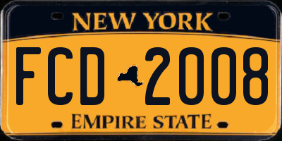 NY license plate FCD2008