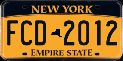 NY license plate FCD2012
