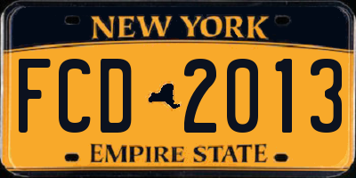 NY license plate FCD2013