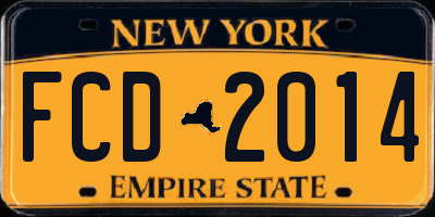 NY license plate FCD2014
