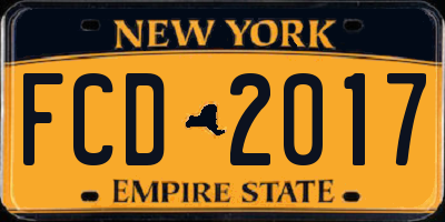 NY license plate FCD2017