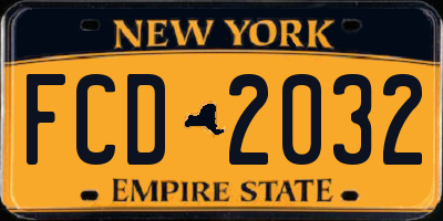 NY license plate FCD2032