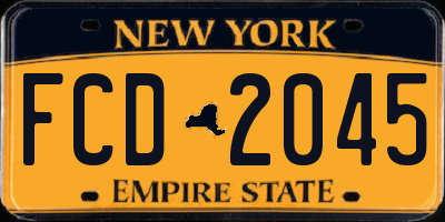NY license plate FCD2045