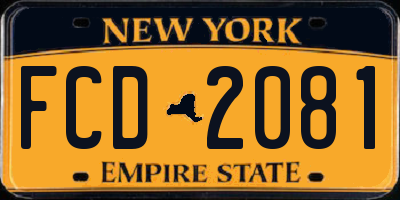 NY license plate FCD2081