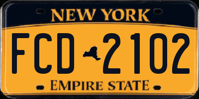 NY license plate FCD2102