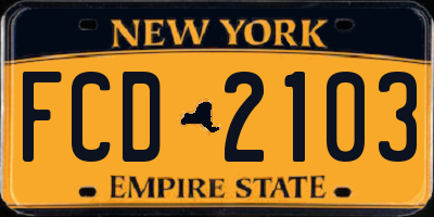 NY license plate FCD2103