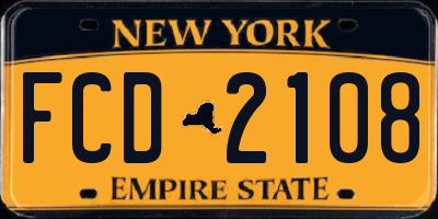 NY license plate FCD2108
