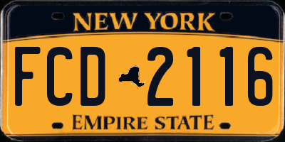 NY license plate FCD2116