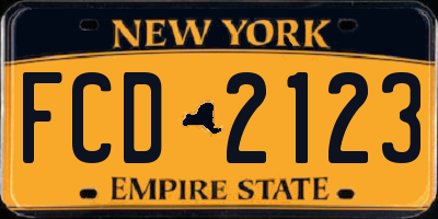 NY license plate FCD2123
