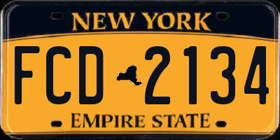 NY license plate FCD2134