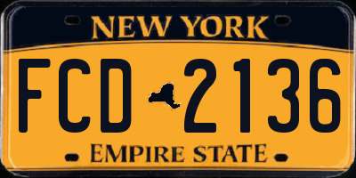 NY license plate FCD2136