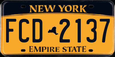 NY license plate FCD2137