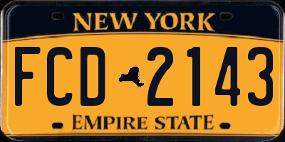 NY license plate FCD2143