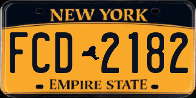 NY license plate FCD2182