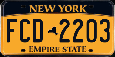 NY license plate FCD2203