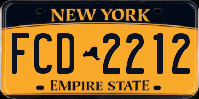 NY license plate FCD2212