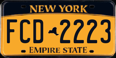 NY license plate FCD2223