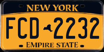 NY license plate FCD2232