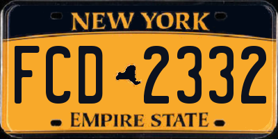 NY license plate FCD2332