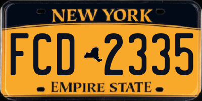 NY license plate FCD2335