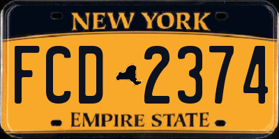 NY license plate FCD2374