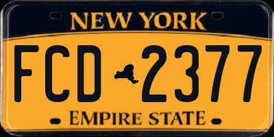 NY license plate FCD2377