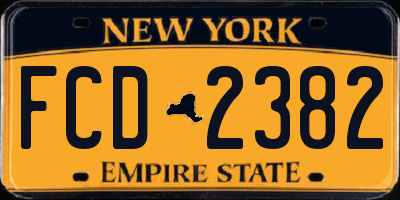 NY license plate FCD2382